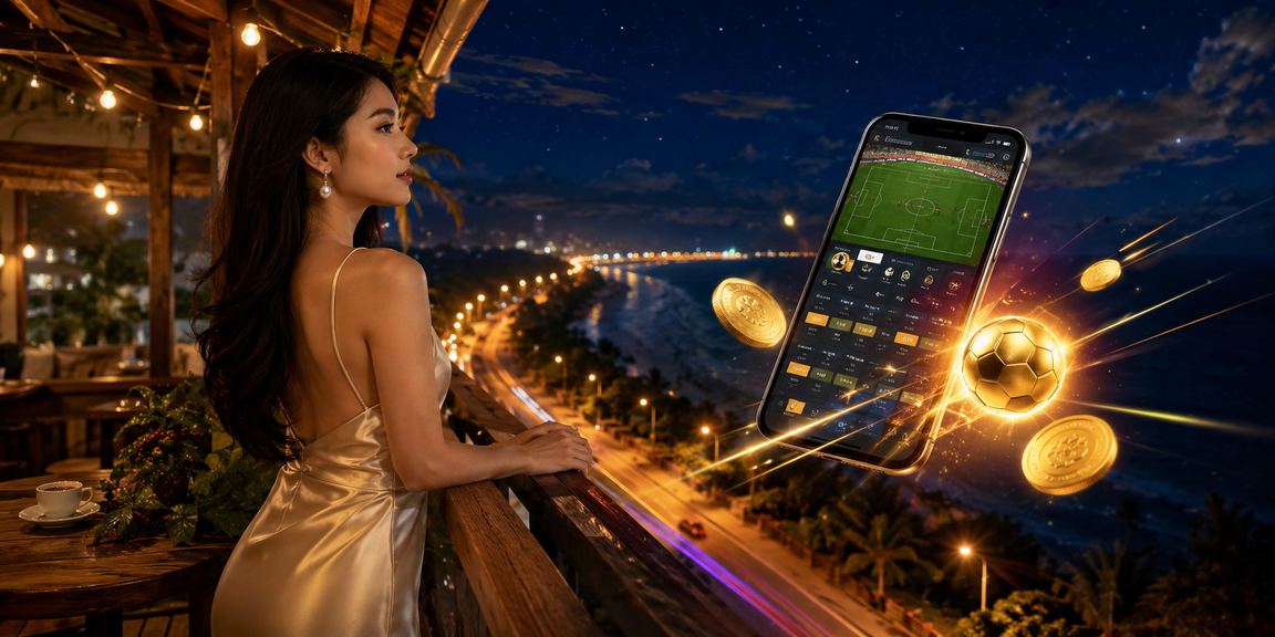 Người chơi thể thao tại Mũi Né nhâm nhi cà phê và theo dõi cá cược trực tuyến buổi sáng